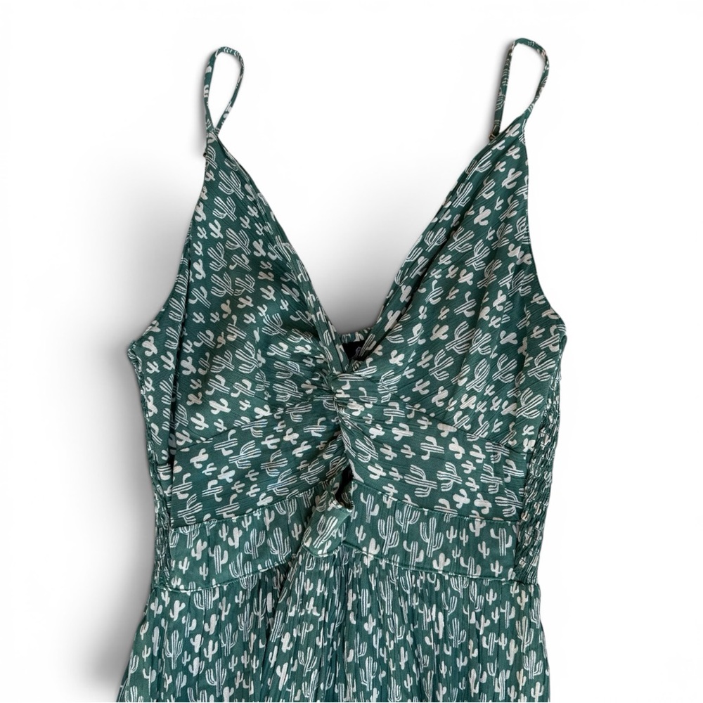 Angie Green Cactus 🌵 Print Cutout Midi Dress Festival Western Boho Large - Picture 3 of 7